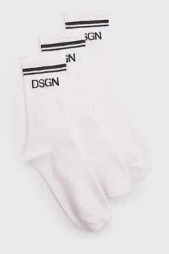 Dsgn Studio Lot De 3 Chaussettes De Sport À Détails Rayés