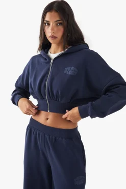 DSGN Studio Sport Bubble Print Boxy Crop Zip Through Hoodie