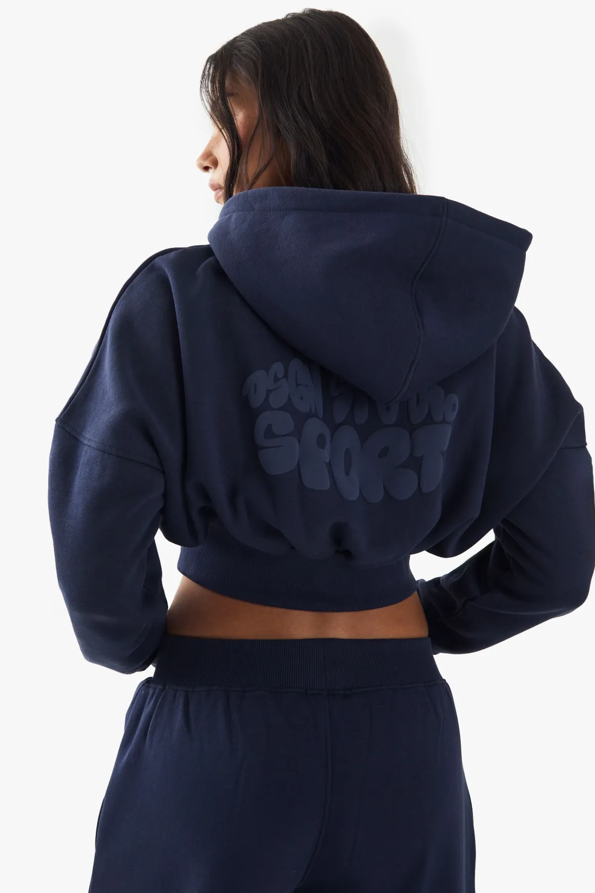 DSGN Studio Sport Bubble Print Boxy Crop Zip Through Hoodie