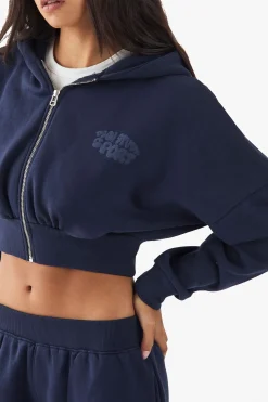 DSGN Studio Sport Bubble Print Boxy Crop Zip Through Hoodie