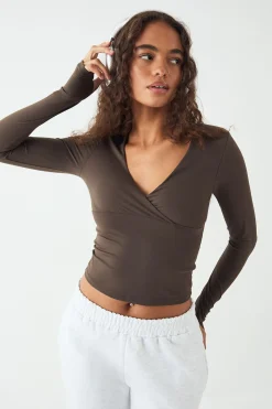 DSGN Studio Ultra Sculpt Haut Manches Longues Rembourré à Devant Croisé<Femme Vêtements De Sport|Dsgn Studio