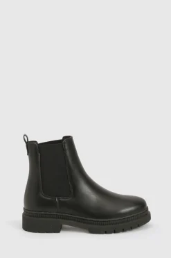 boohoo Détail de languette avec panneau élastique Bottine Chelsea< Bottes|Bottes Noires