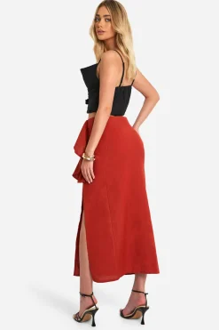 boohoo Détail drapé, jupe midaxi fendue<Femme Jupes|Jupes