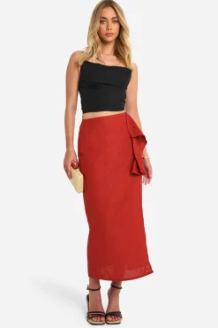 boohoo Détail drapé, jupe midaxi fendue<Femme Jupes|Jupes