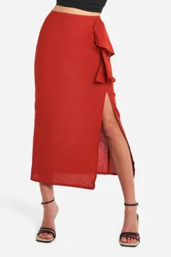 boohoo Détail drapé, jupe midaxi fendue<Femme Jupes|Jupes