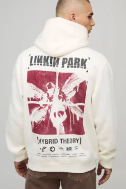 Ecru Relaxed Hoodie imprimé sous licence LinkIn Park
