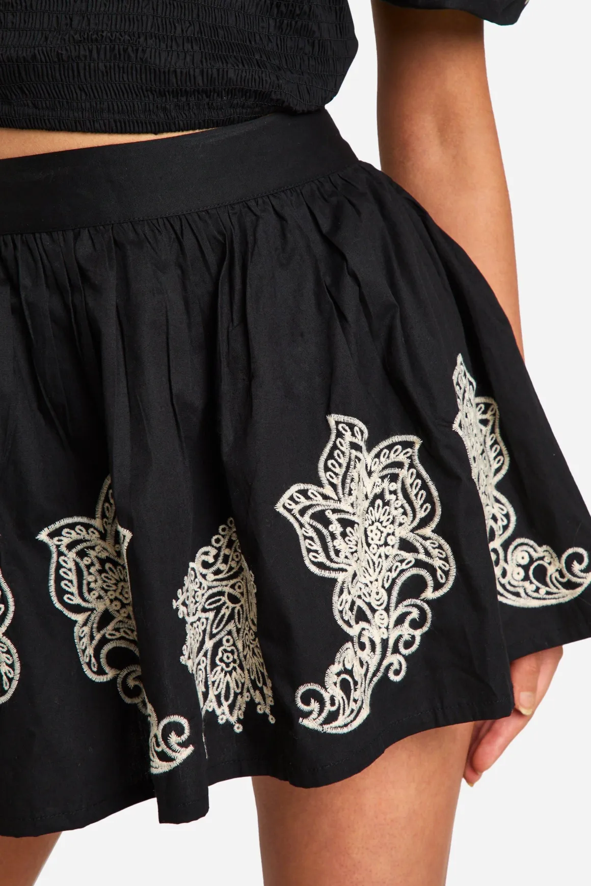 Embroidered Full Mini Skirt