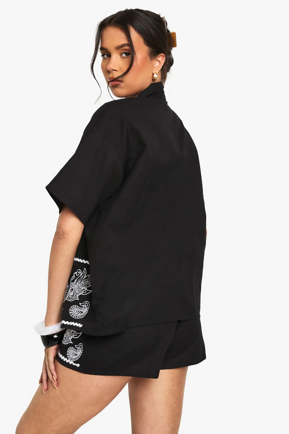 Embroidered Trim Cotton Poplin Shorts