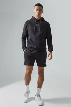 boohooMAN Ensemble avec sweat à capuche et short - MAN Active<Femme Nouveautés Grande Taille|Tout Afficher