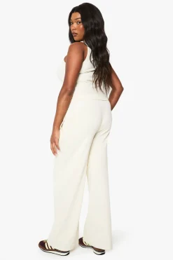 boohoo Ensemble basique coordonné grande taille : Gilet côtelé racer et pantalon<Femme Basiques|Ensembles