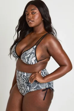 Ensemble Bikini Grande Taille Haut Triangle Et Bas Froncé Imprimé Synthétique