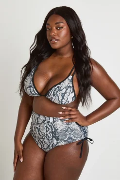 Ensemble Bikini Grande Taille Haut Triangle Et Bas Froncé Imprimé Synthétique