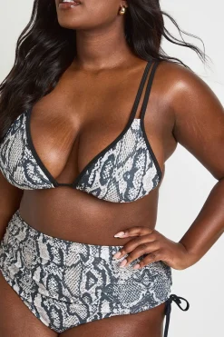 Ensemble Bikini Grande Taille Haut Triangle Et Bas Froncé Imprimé Synthétique