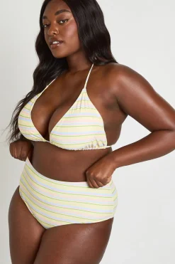 Ensemble Bikini Grande Taille Haut Triangle À Rayures Et Bas Taille Haute