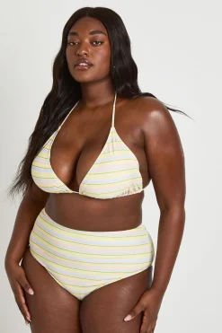 Ensemble Bikini Grande Taille Haut Triangle À Rayures Et Bas Taille Haute