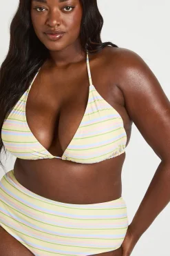 Ensemble Bikini Grande Taille Haut Triangle À Rayures Et Bas Taille Haute
