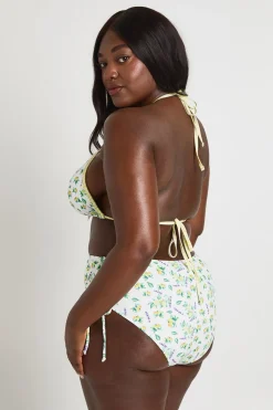 Ensemble Bikini Grande Taille Imprimé Citron Taille Haute Et Haut Triangle