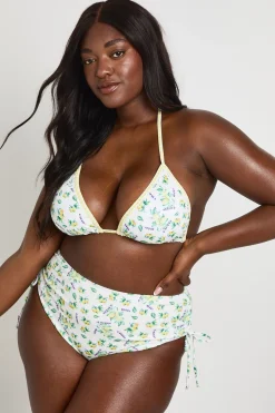 Ensemble Bikini Grande Taille Imprimé Citron Taille Haute Et Haut Triangle