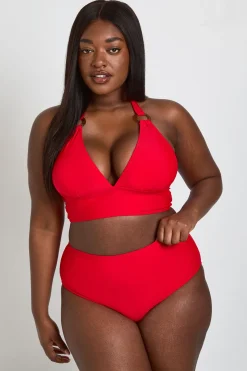 boohoo Ensemble Bikini Grande Taille Haut Plongeant Avec Détail Anneau Et Bas Taille Haute<Femme Maillots De Bain|Tenues De Plage