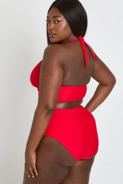 boohoo Ensemble Bikini Grande Taille Haut Plongeant Avec Détail Anneau Et Bas Taille Haute<Femme Maillots De Bain|Tenues De Plage