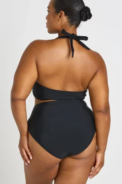 Ensemble Bikini Grande Taille Haut Plongeant Et Bas Taille Haute Gainant Froncé