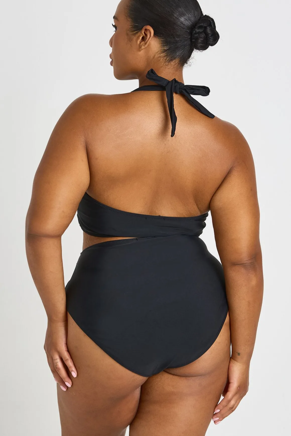 Ensemble Bikini Grande Taille Haut Plongeant Et Bas Taille Haute Gainant Froncé