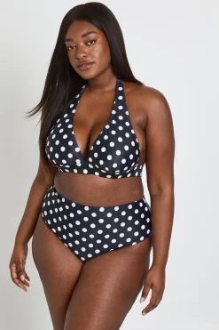 Ensemble Bikini Grande Taille À Pois Avec Haut Plongeant Dos Nu
