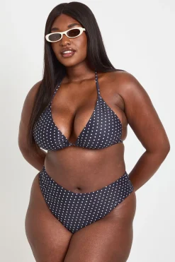 Ensemble Bikini Grande Taille Haut Triangle Et Bas Taille Haute À Pois
