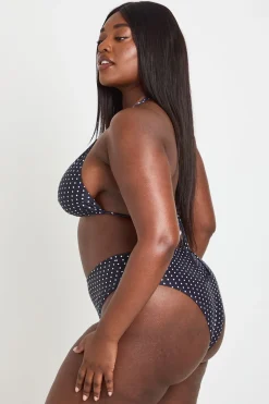 Ensemble Bikini Grande Taille Haut Triangle Et Bas Taille Haute À Pois