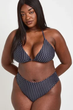 Ensemble Bikini Grande Taille Haut Triangle Et Bas Taille Haute À Pois