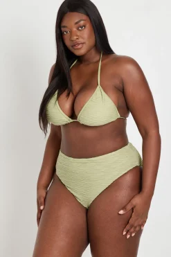 Ensemble Bikini Grande Taille Triangle Texturé Et Taille Haute