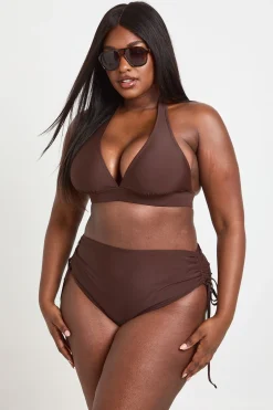 Ensemble Bikini Grande Taille Avec Contrôle Du Ventre Taille Haute Et Décolleté Plongeant