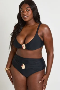 boohoo Ensemble Bikini Grande Taille Triangle Et Culotte Taille Haute Avec Finitions Dorées<Femme Maillots De Bain|Tenues De Plage