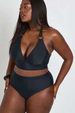 Ensemble Bikini Grande Taille Haut Plongeant Avec Détail Décoratif Et Taille Haute