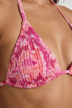 Ensemble Bikini Haut Triangle Froncé À Imprimé Fleuri Et Bas De Bikini À Nouer Sur Les Côtés