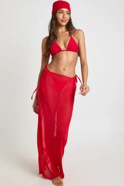 Ensemble Bikini Triangle Avec Jupe Maxi Et Foulard