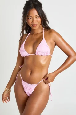 boohoo Ensemble Bikini Triangle À Détails Volantés Et Culotte À Liens<Femme Maillots De Bain|Tenues De Plage