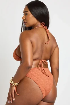 Ensemble Bikini Triangle Grande Taille À Liens Latéraux Texturé