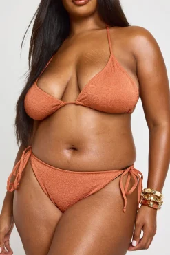 Ensemble Bikini Triangle Grande Taille À Liens Latéraux Texturé