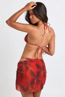 boohoo Ensemble Bikini Triangle Imprimé Abstrait 3 Pièces Avec Paréo<Femme Maillots De Bain|Tenues De Plage