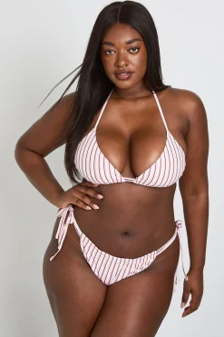 boohoo Ensemble Bikini Triangle À Rayures Grande Taille<Femme Maillots De Bain