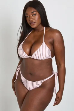 boohoo Ensemble Bikini Triangle À Rayures Grande Taille<Femme Maillots De Bain