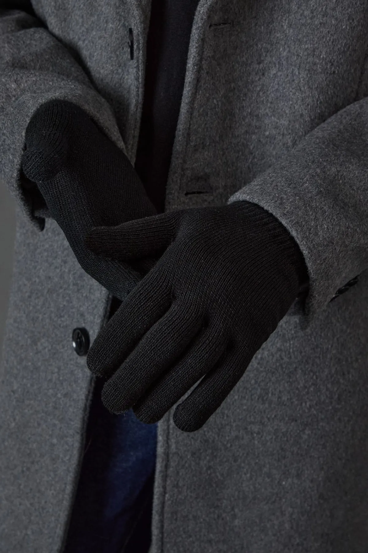 Ensemble Bonnet et Gants Tricotés Gris Moyen