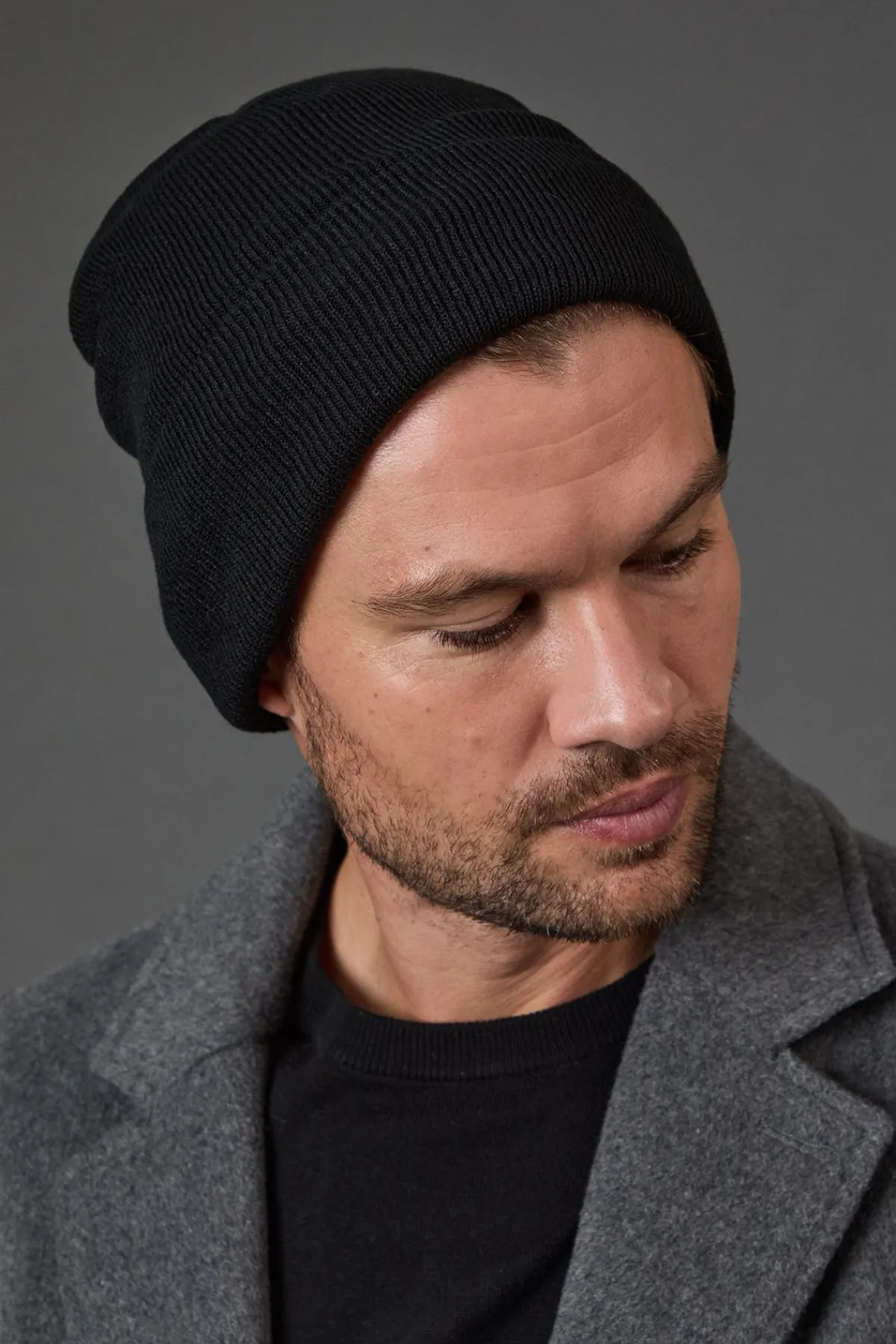 Ensemble Bonnet et Gants Tricotés Gris Moyen