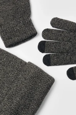 Ensemble Bonnet et Gants Tricotés Anthracite