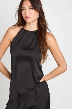 boohoo Ensemble camisole satin asymétrique à encolure halterneck et pantalon assorti<Femme Satin Et Dentelle|Ensembles