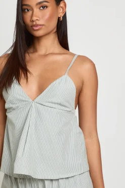 Ensemble Caraco Et Pantalon Large À Rayures En Popeline