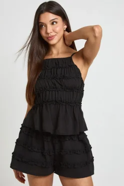 boohoo Ensemble Caraco Et Short En Gaze De Coton À Détails Volantés<Femme Ensembles