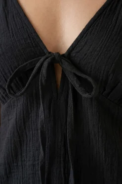 Ensemble Caraco À Nœud Frontal Et Pantalon Large En Gaze De Coton