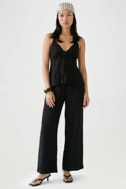 Ensemble Caraco À Nœud Frontal Et Pantalon Large En Gaze De Coton